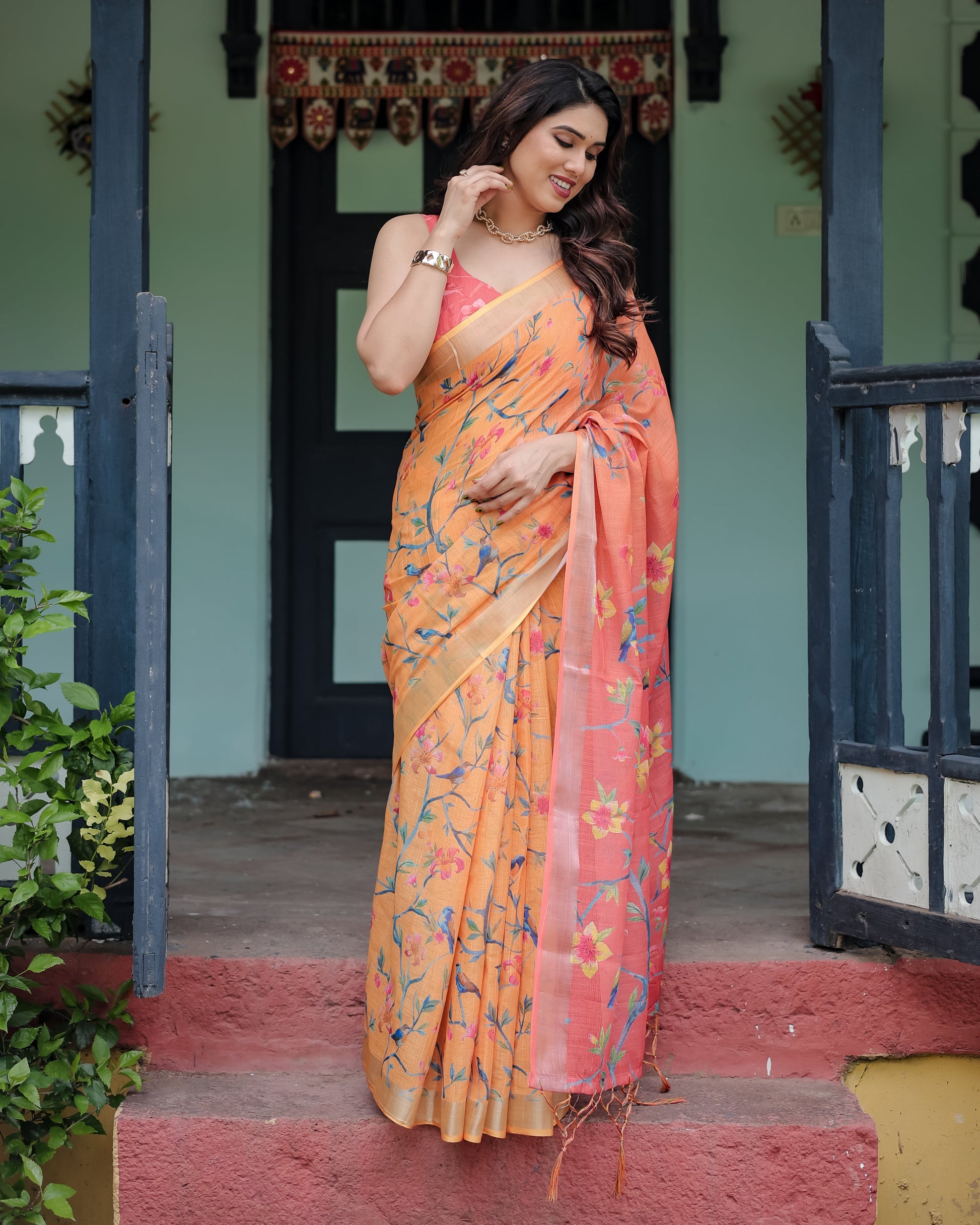 pure linen saree high quality - Tijori threads