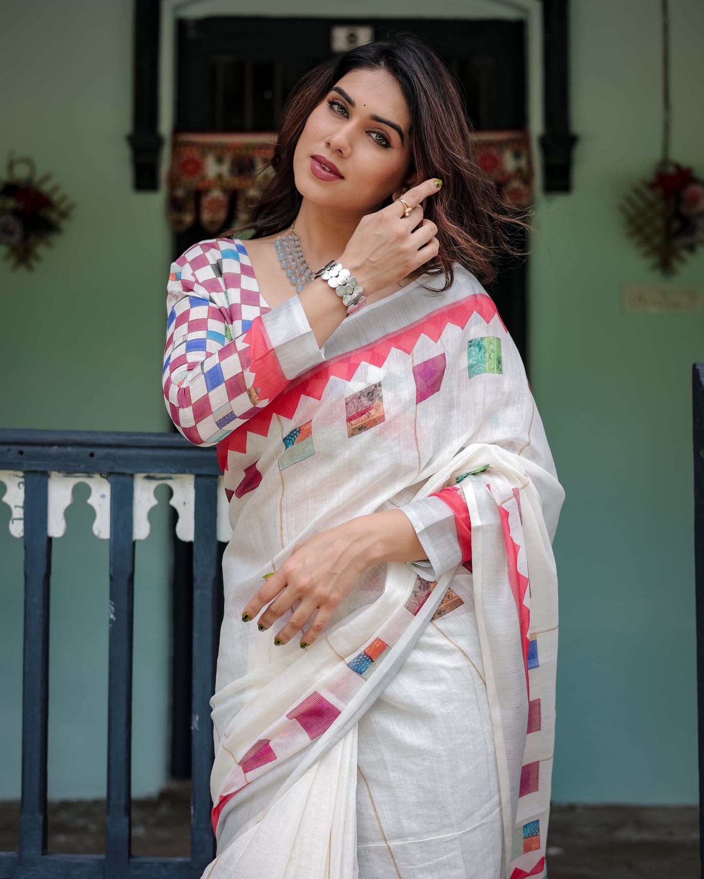 pure linen saree high quality - Tijori threads