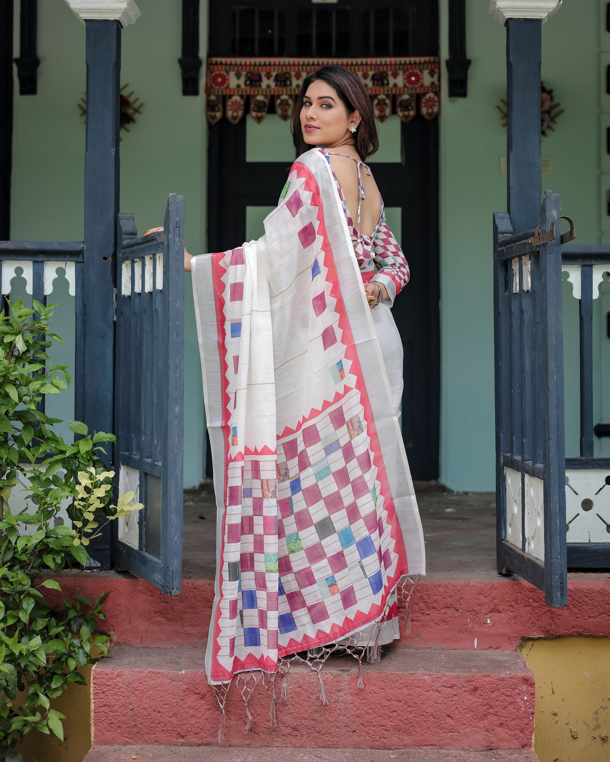 pure linen saree high quality - Tijori threads