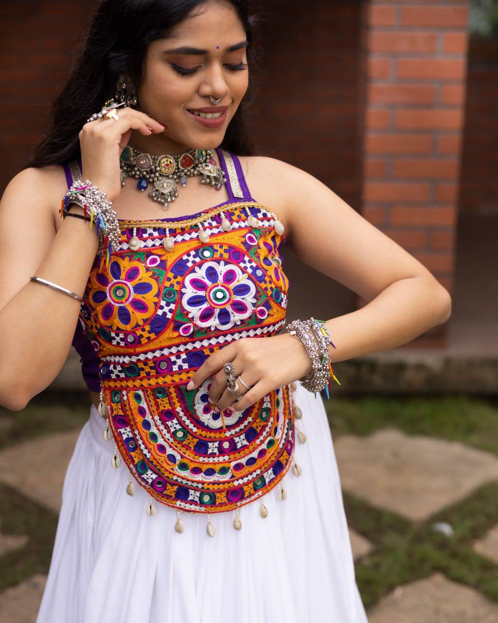 Rangat Navratri Lehenga Choli with Fancy Top – Multicolor Patola Print