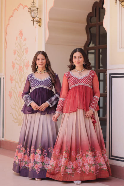 Premium Readymade Lehenga Choli with Floral Print Gown