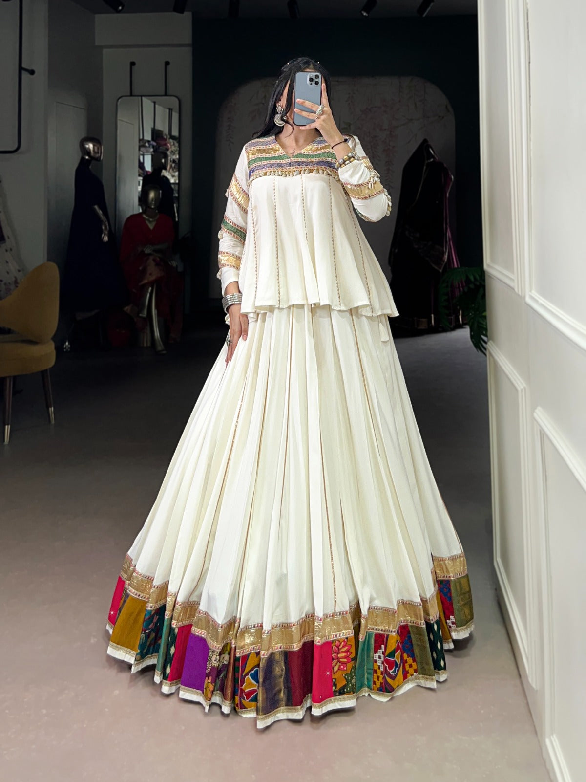 Navratri Lehenga Choli 2025 in Pure Rayon – Multi Patch Work & Gota Patti