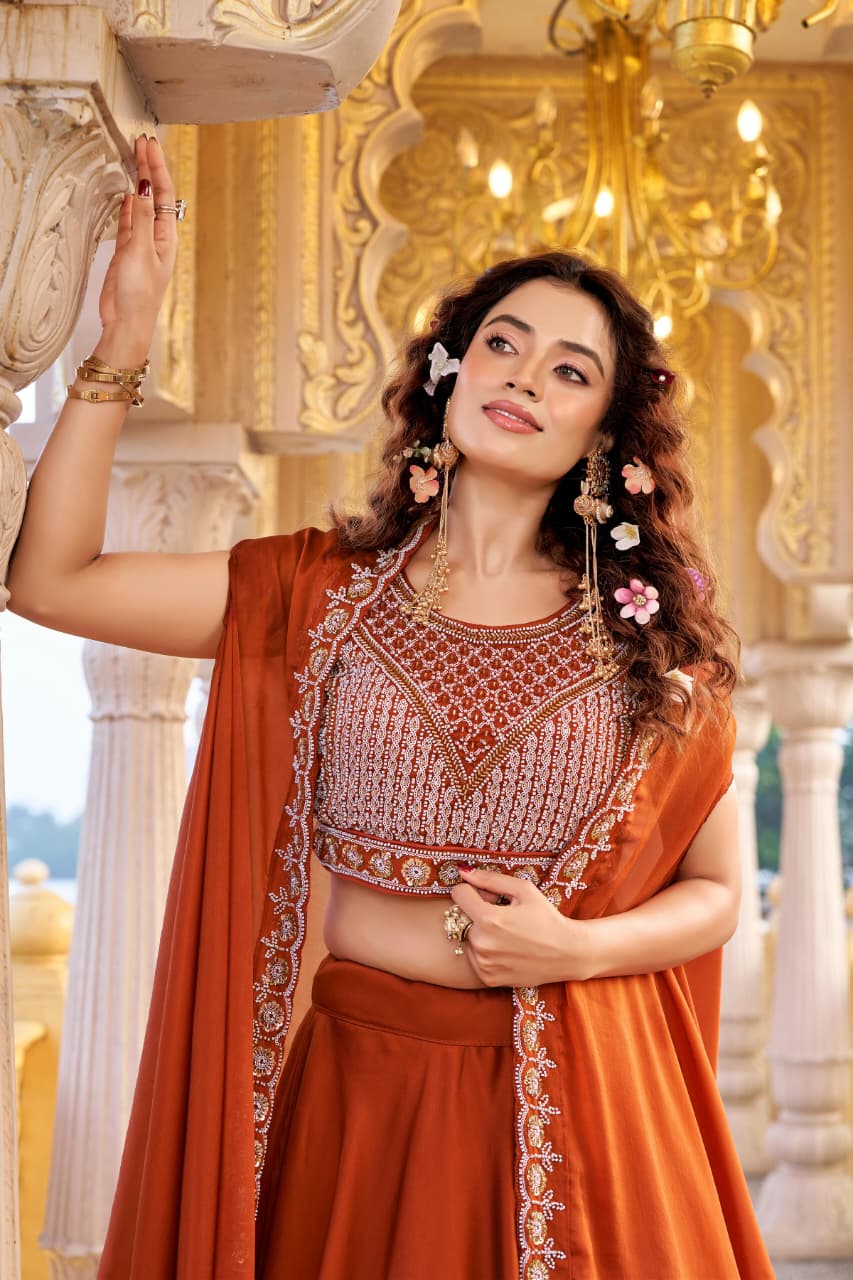 bridal rangoli silk lehenga