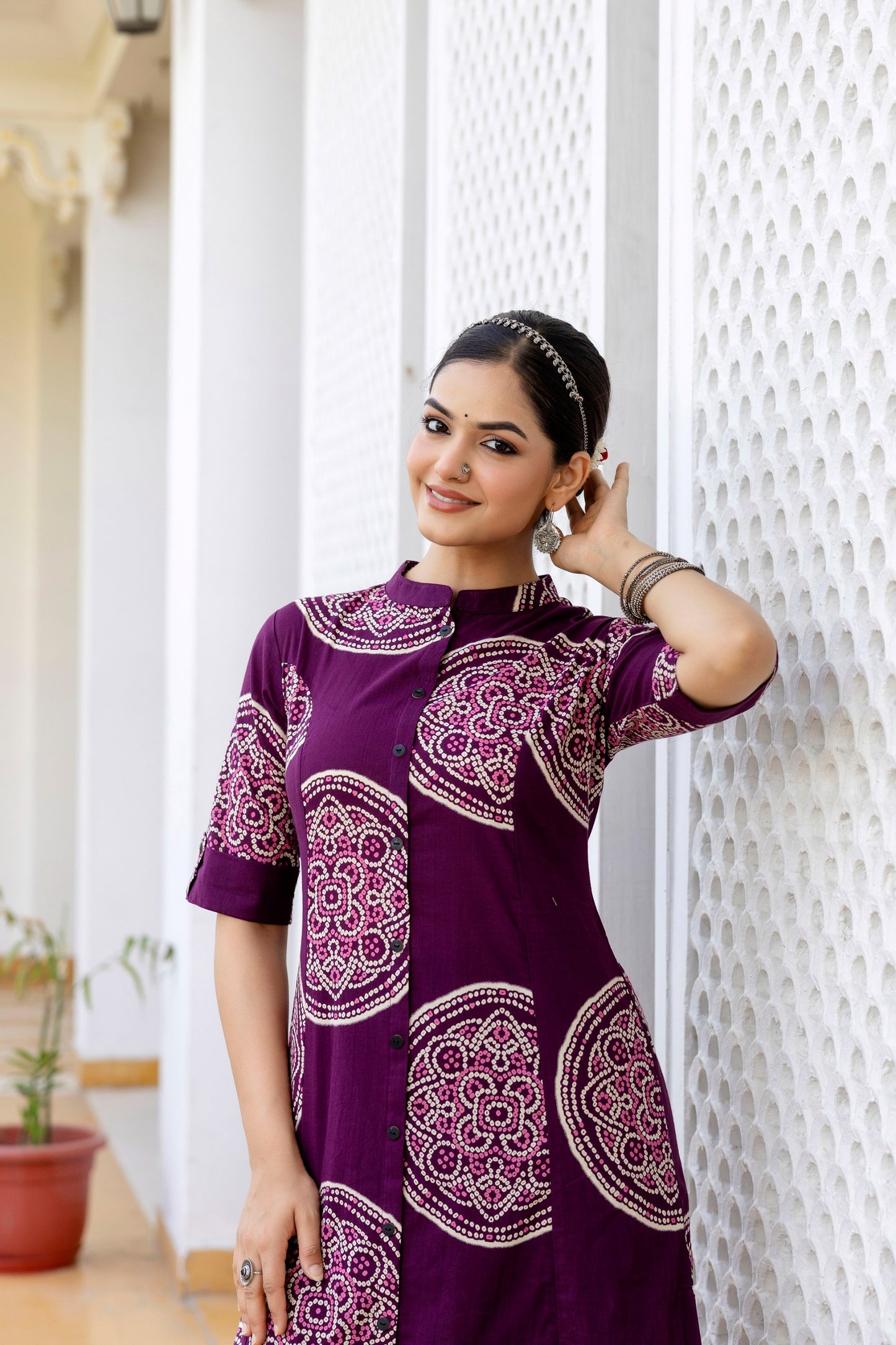 Abstract Printed Cotton Kurti Set for Summer Fashion