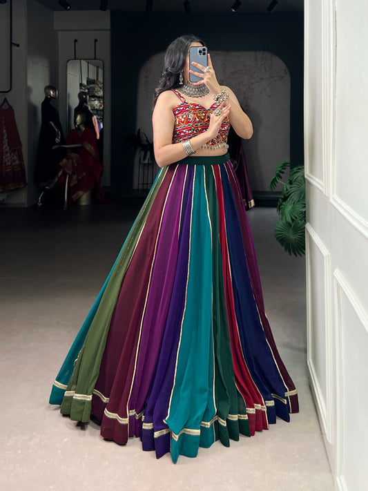 Navratri Special 2025 Lehenga Choli with Mirror Gamthi Work