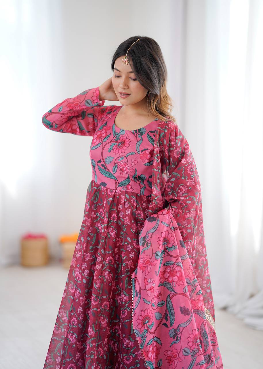 Lightweight Ajrak print Anarkali set