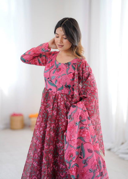 Lightweight Ajrak print Anarkali set