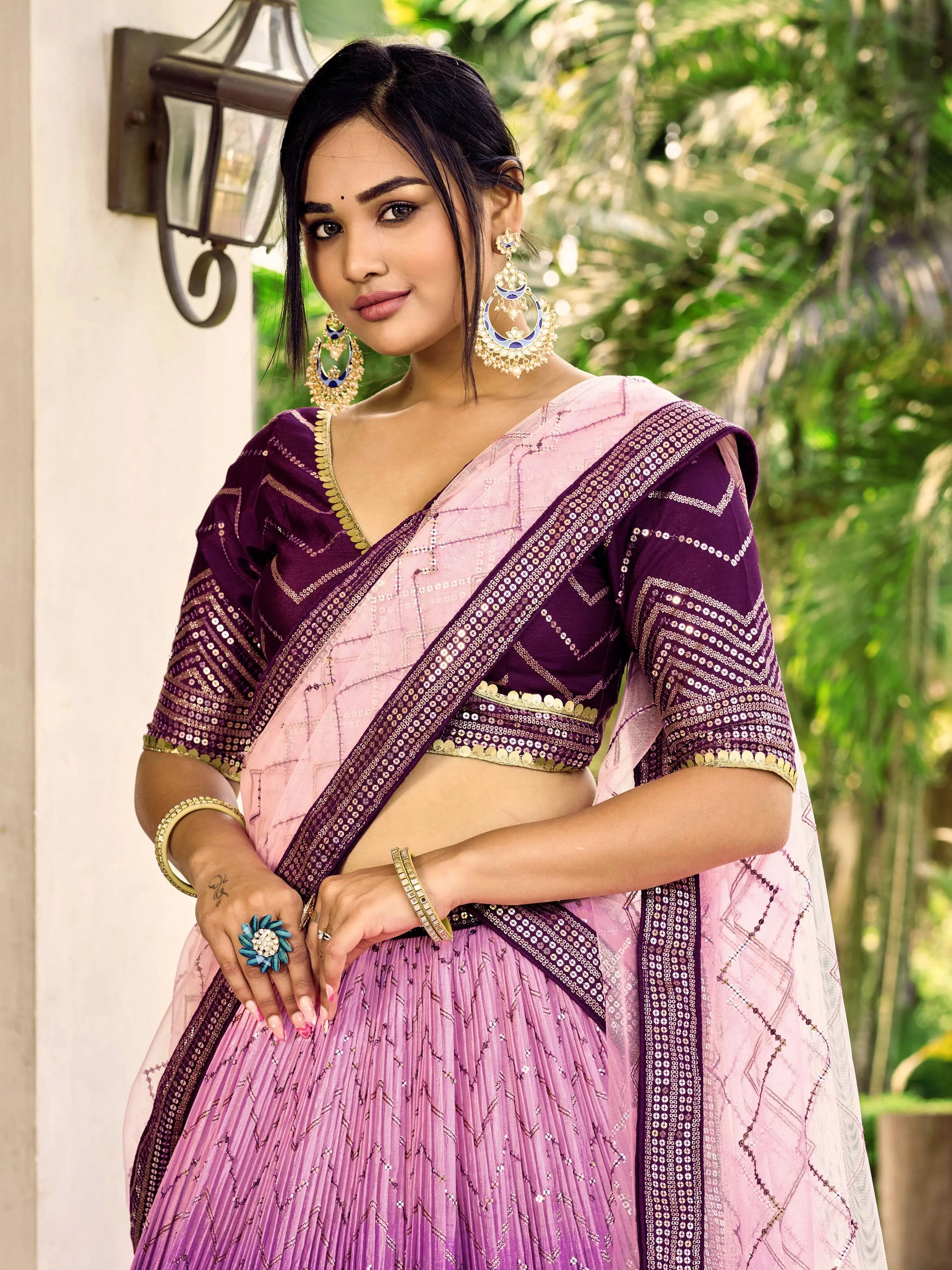 Chinon Lehenga Choli with Sequins & Embroidery – Soft Net Dupatta Tijori Threads