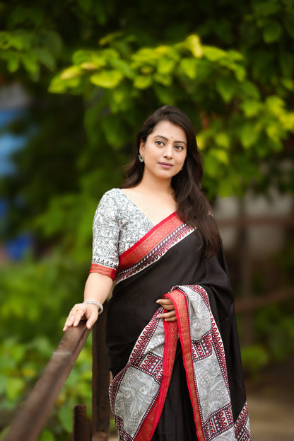 Matching Running Blouse with Black and White Prints