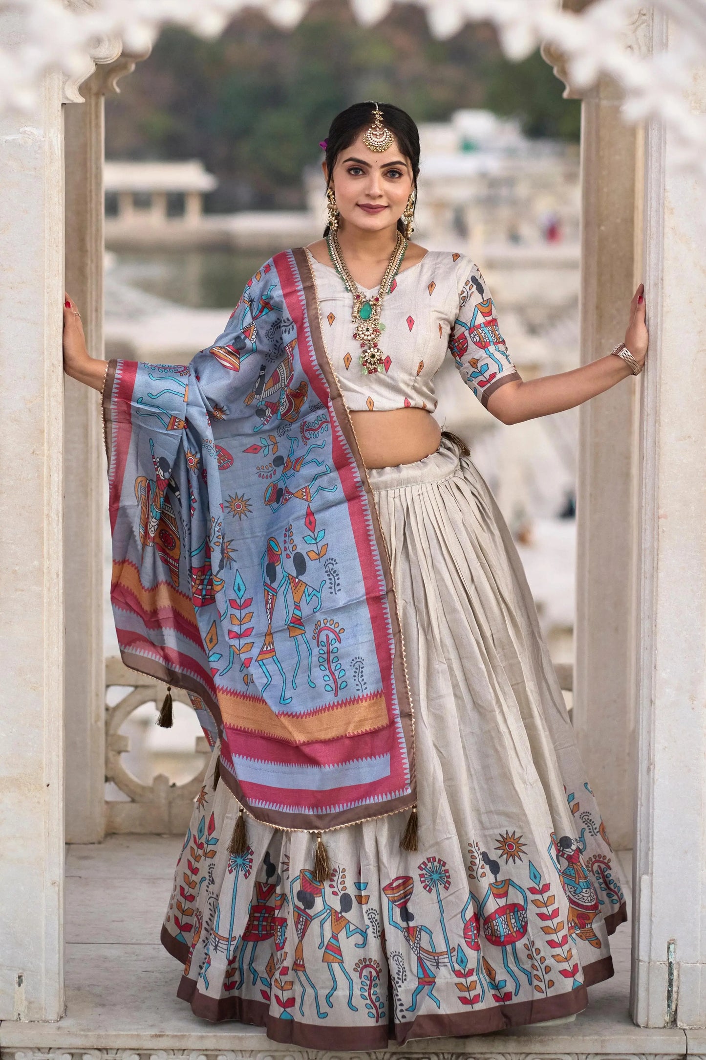 Elegant Georgette Frill Lehenga with Embroidered Dupatta Tijori Threads