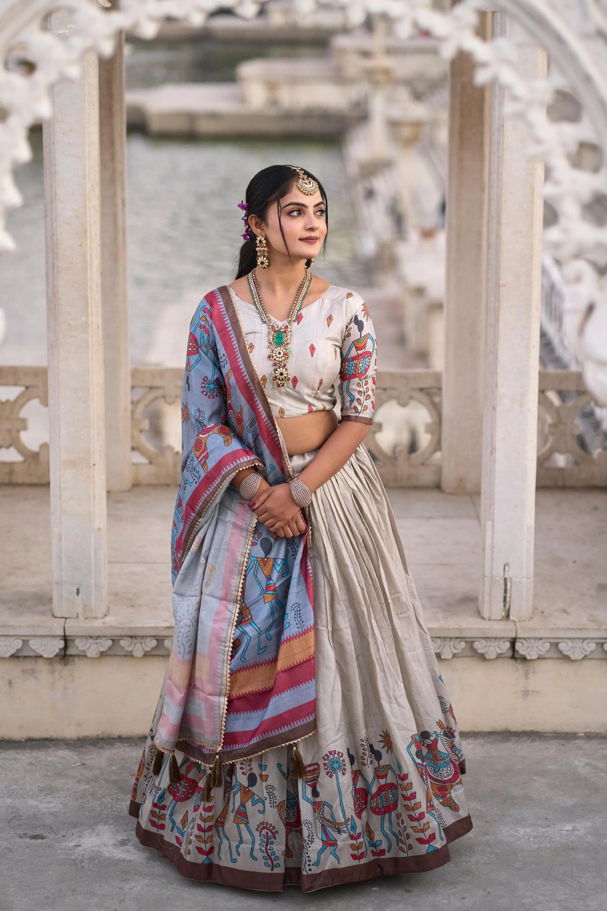 Elegant Georgette Frill Lehenga with Embroidered Dupatta Tijori Threads