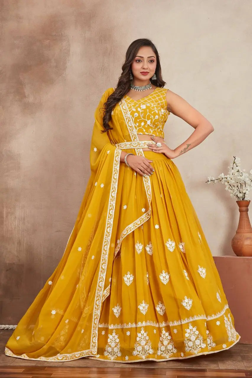 Elegant Purple Perl Lehenga with Dupatta – Heavy Georgette Tijori Threads