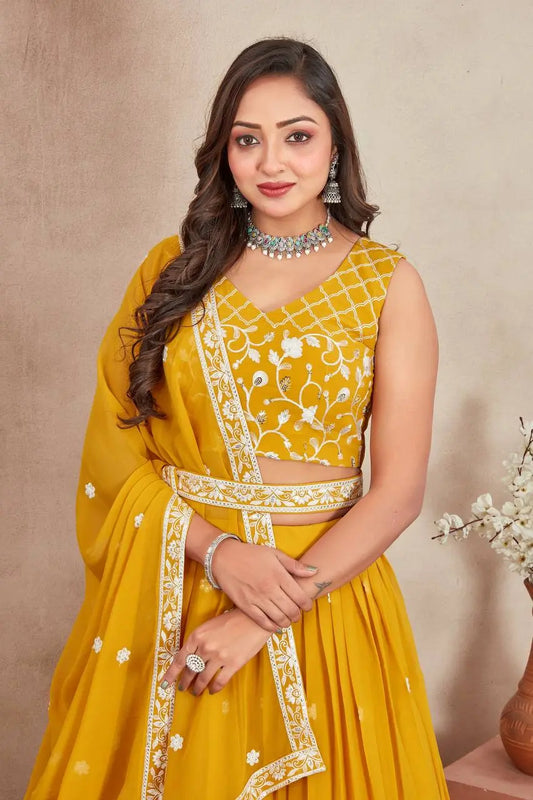 Elegant Purple Perl Lehenga with Dupatta – Heavy Georgette Tijori Threads