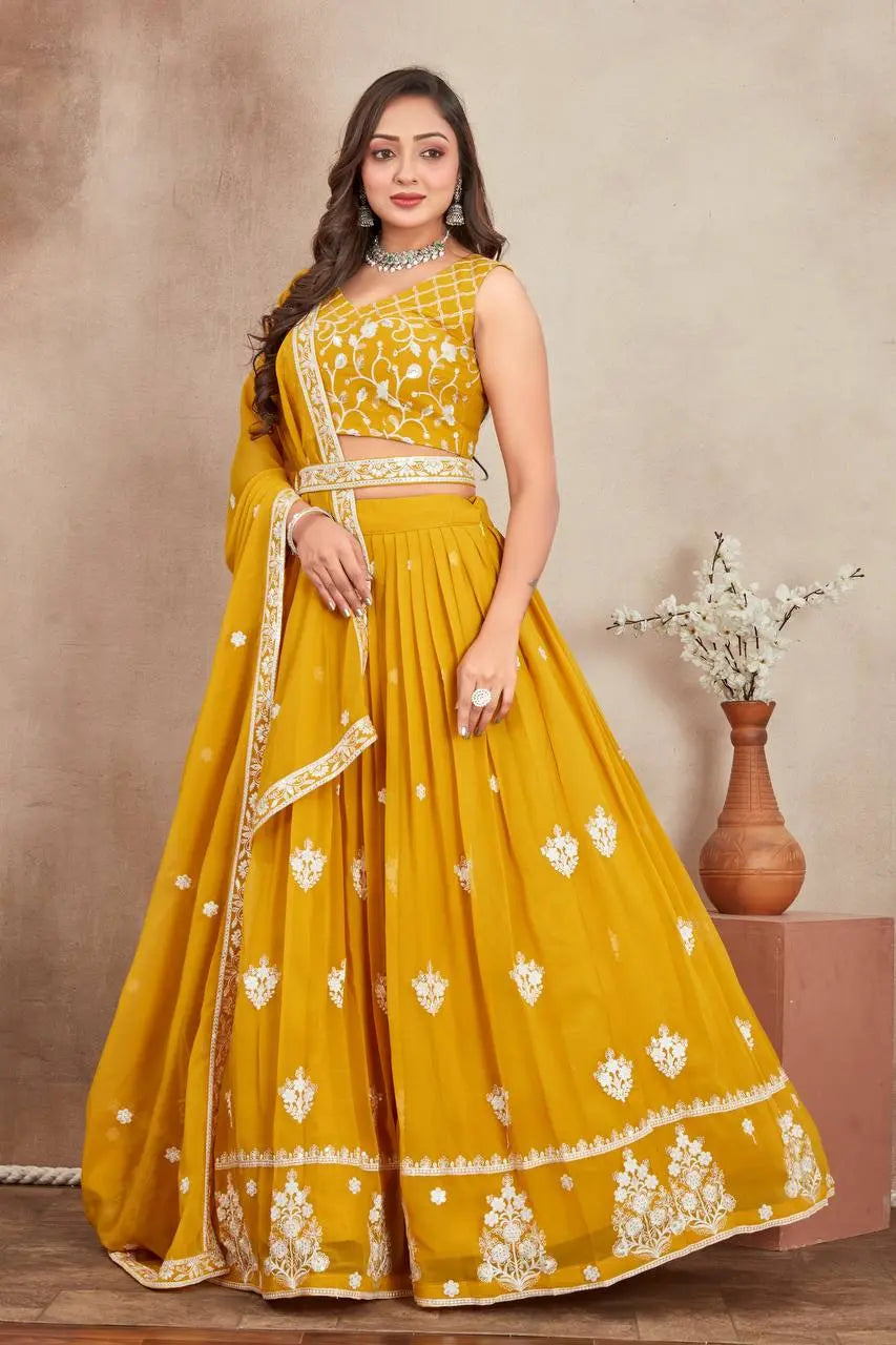 Elegant Purple Perl Lehenga with Dupatta – Heavy Georgette Tijori Threads