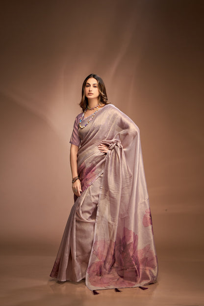 Kala Jamun Royal Queen Zari Crushed Tissue Saree with luxurious fabric and intricate detailing