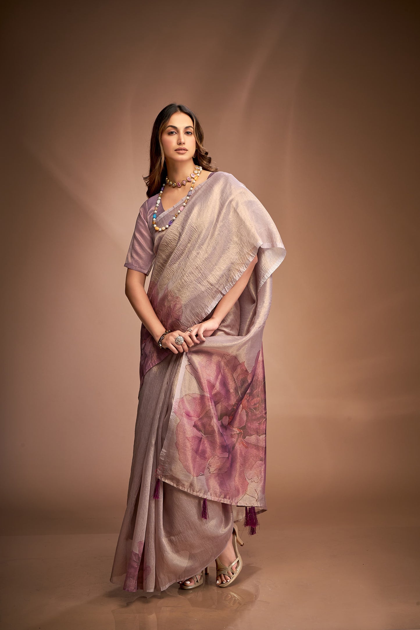 Kala Jamun Royal Queen Zari Crushed Tissue Saree with luxurious fabric and intricate detailing