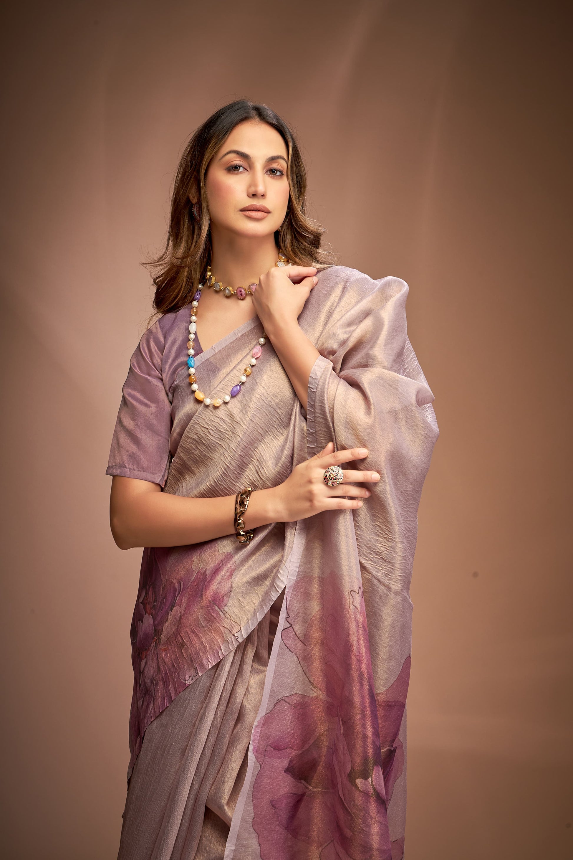 Kala Jamun Royal Queen Zari Crushed Tissue Saree with luxurious fabric and intricate detailing