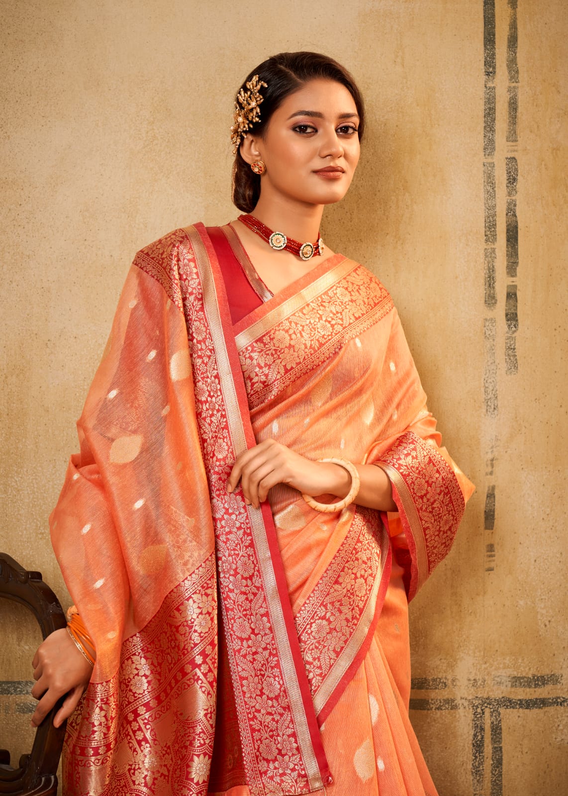 Premium Banarasi Tissue Saree in Lustrous Fabric for Festive Wear