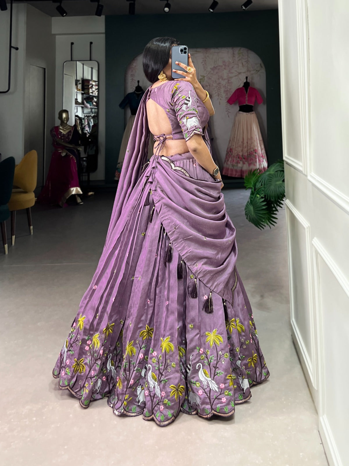 Stitched Lehenga with Unstitched Blouse and Embroidered Dupatta – Lavender Love Collection