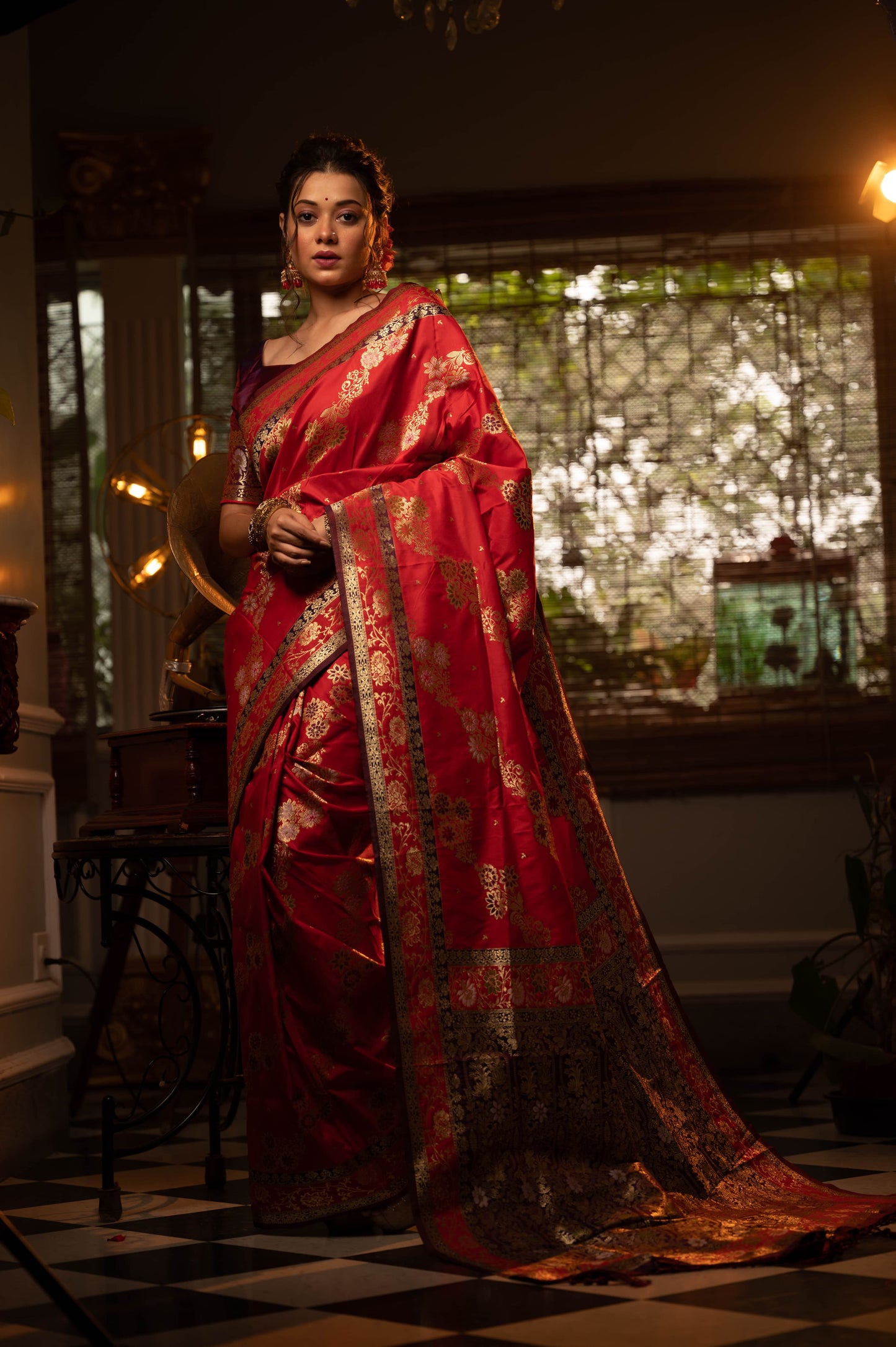 Soft Banarasi Silk Saree with Matching Contrast Blouse Piece – KRITIKA Collection