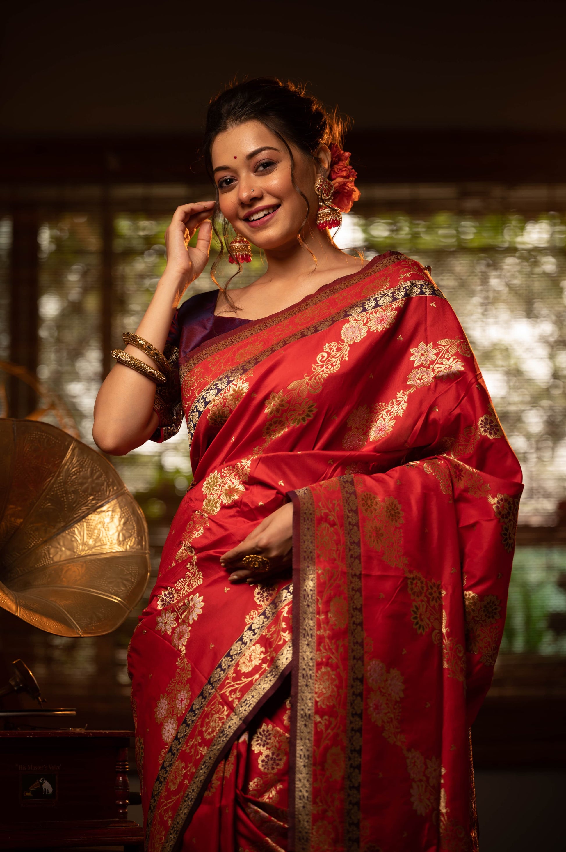 Soft Banarasi Silk Saree with Matching Contrast Blouse Piece – KRITIKA Collection