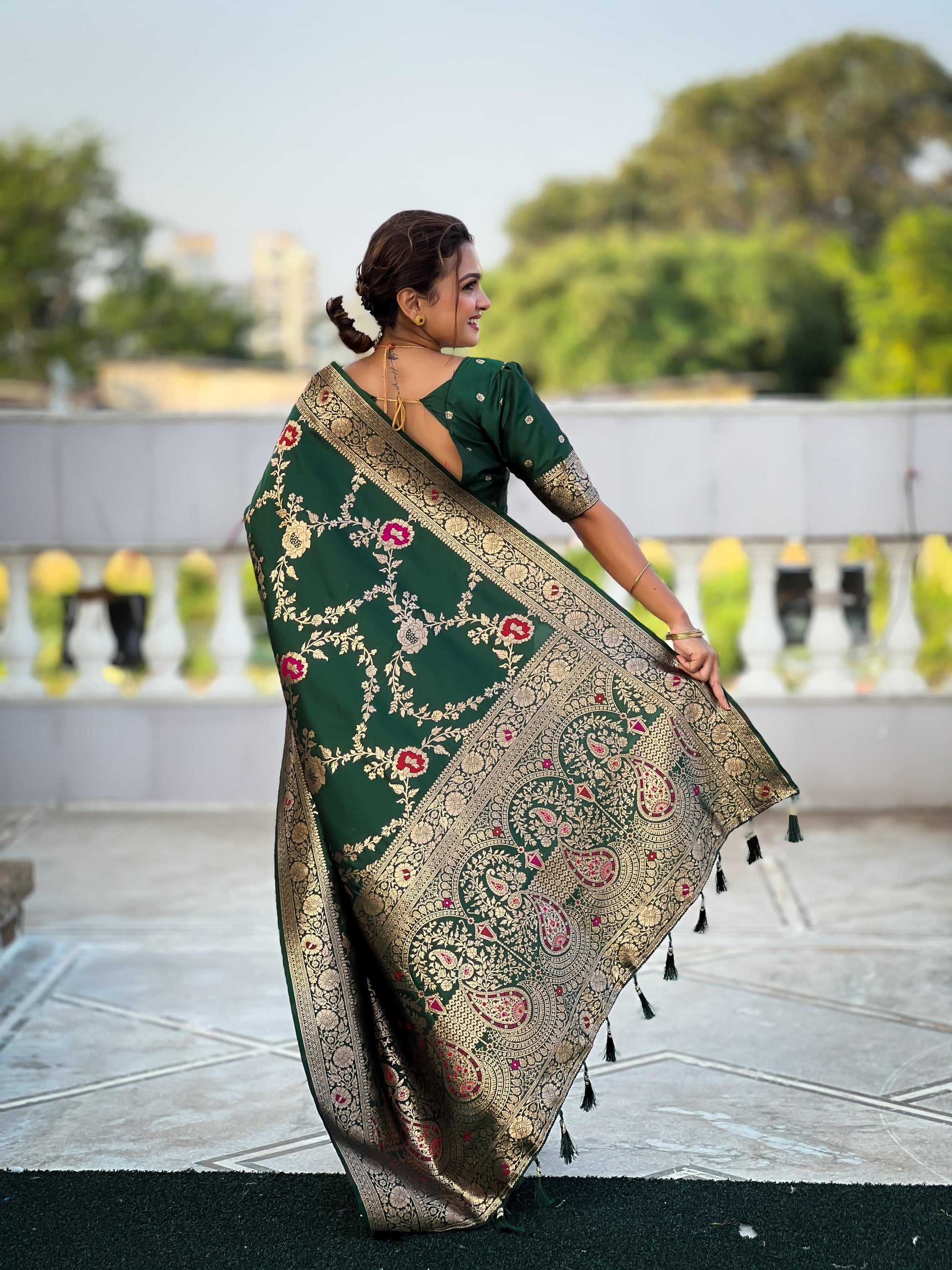 Rich Pallu with Meenakari Border and Tasseled Ends