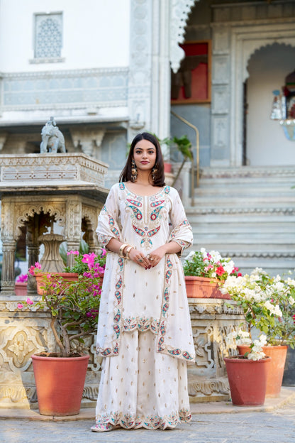 Dupatta with Sequins and Thread Embroidery