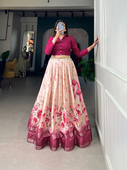 Zari Border Lehenga Choli for Women