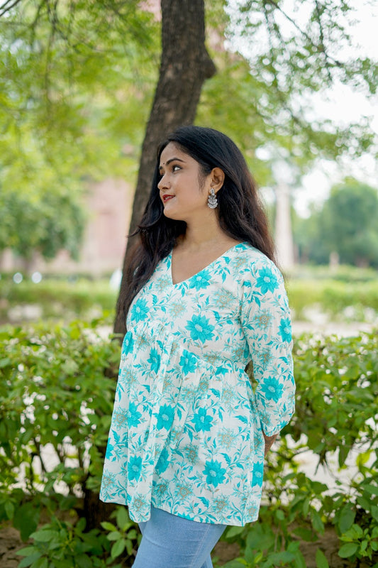 Cotton Printed Top for Women – Front View