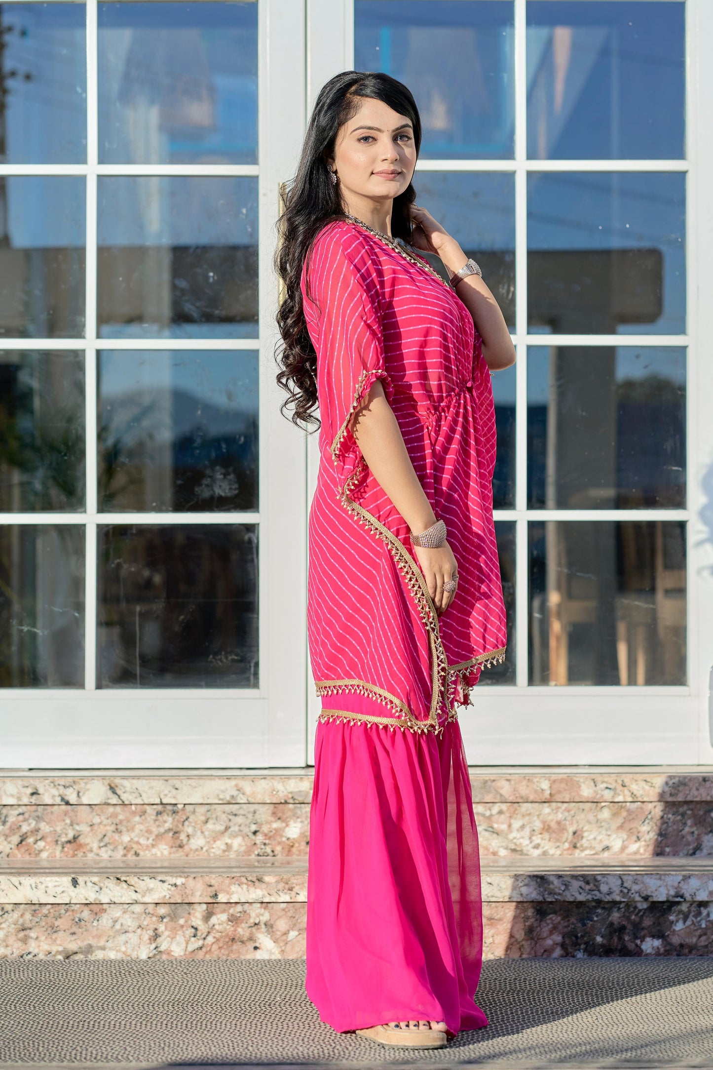 Women's Ethnic Co-ord Set in Georgette Fabric – Close-Up