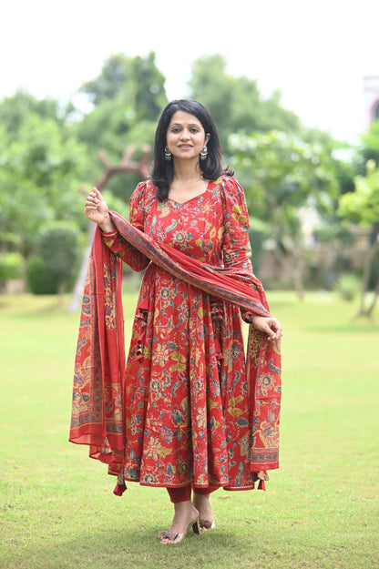 Floral Anarkali Set with Sequin Work and Dupatta – Front View