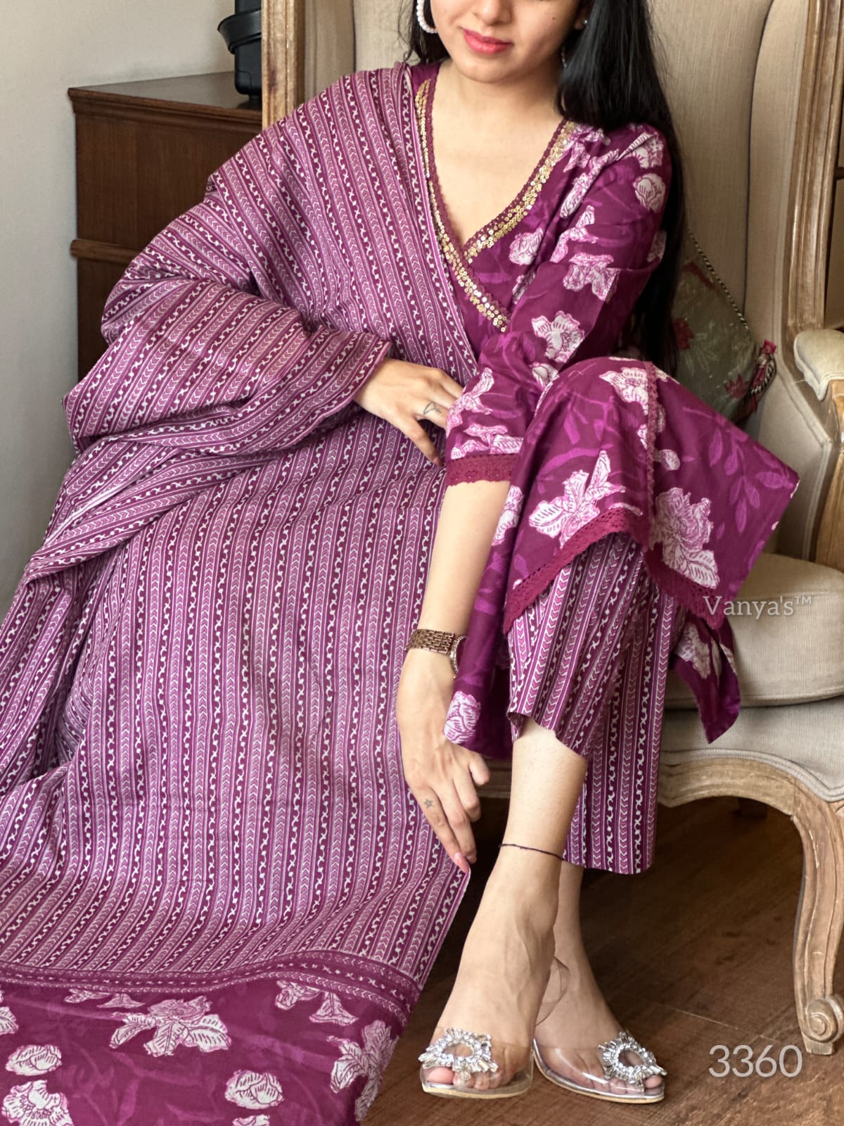 Jaipuri Cotton Angrakha Kurta Set with Dupatta