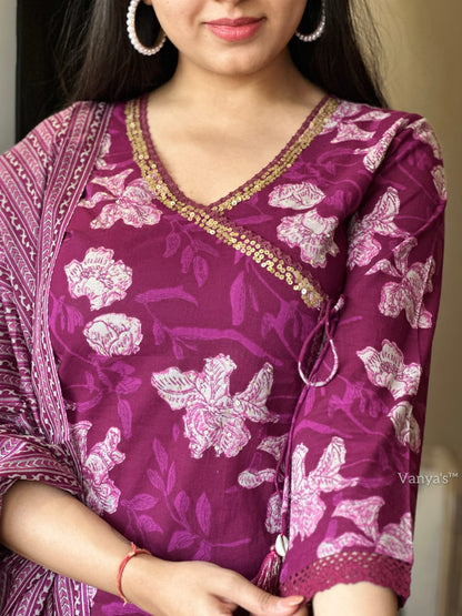 Jaipuri Cotton Angrakha Kurta Set with Dupatta