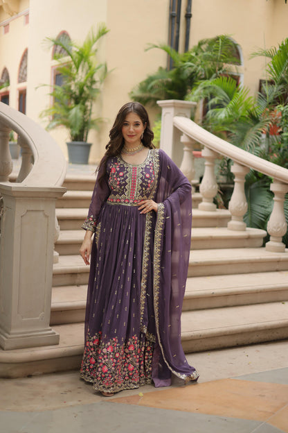 Premium designer sharara suit with faux georgette fabric, sequins embroidery, and dupatta, perfect for festive occasions.