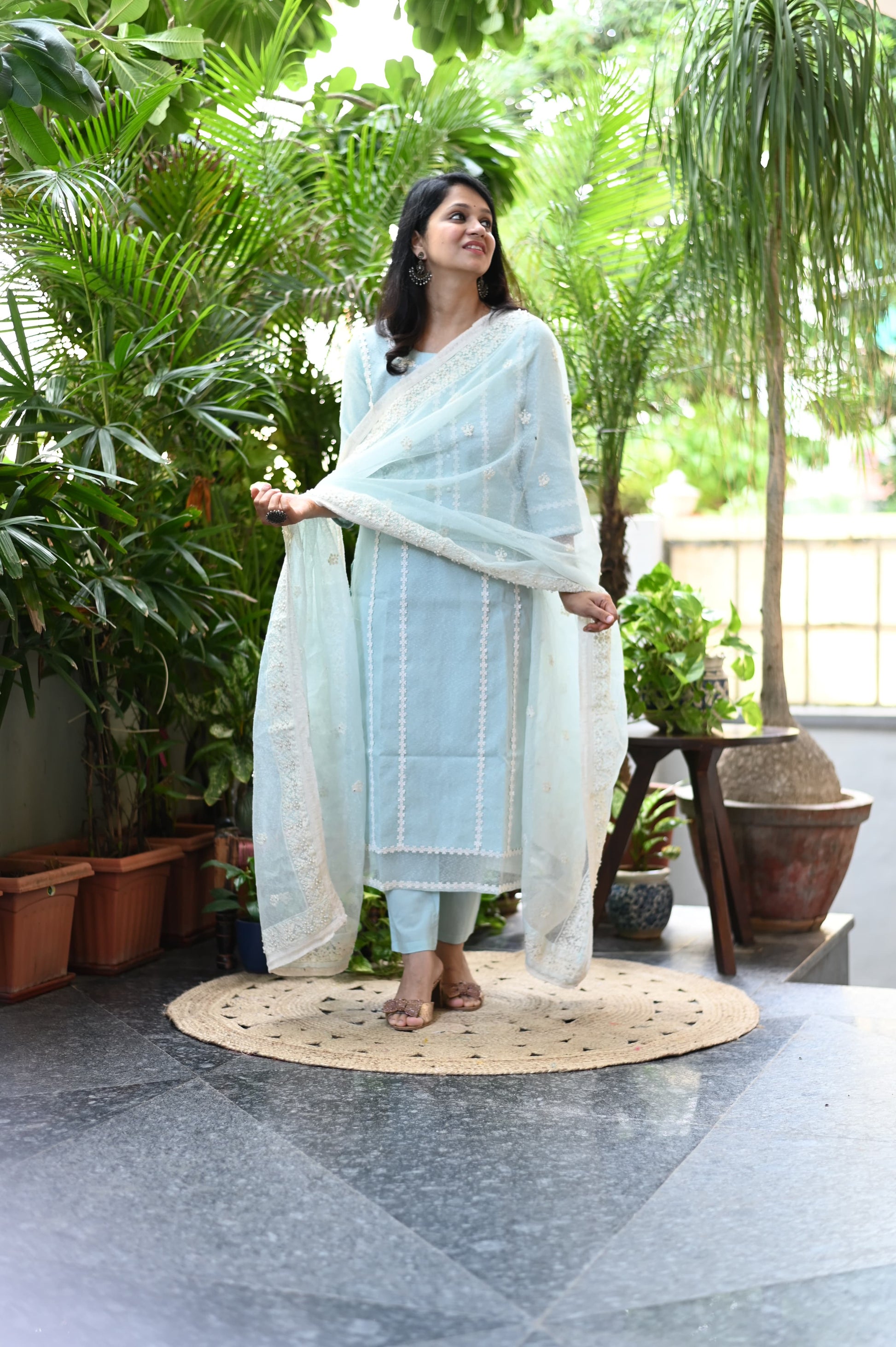 Minimalist Kota Doria Suit for Festive Wear