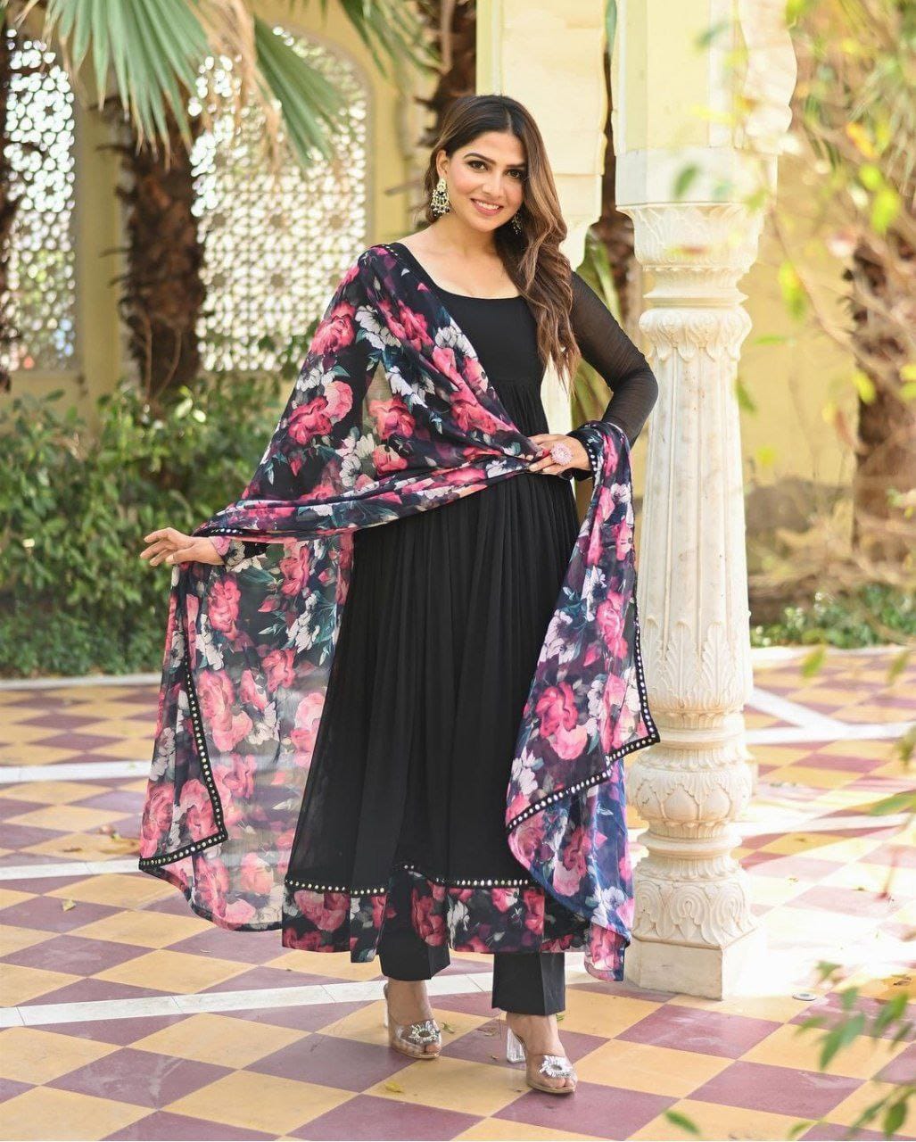 Party Wear Fox Georgette Gown with Dupatta – Styled Look