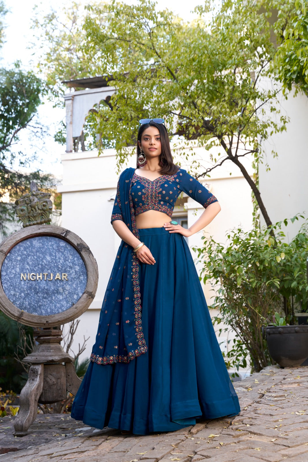 Georgette Embroidered Lehenga Set with Sequins & Thread Embroidery – 4.80m Flair