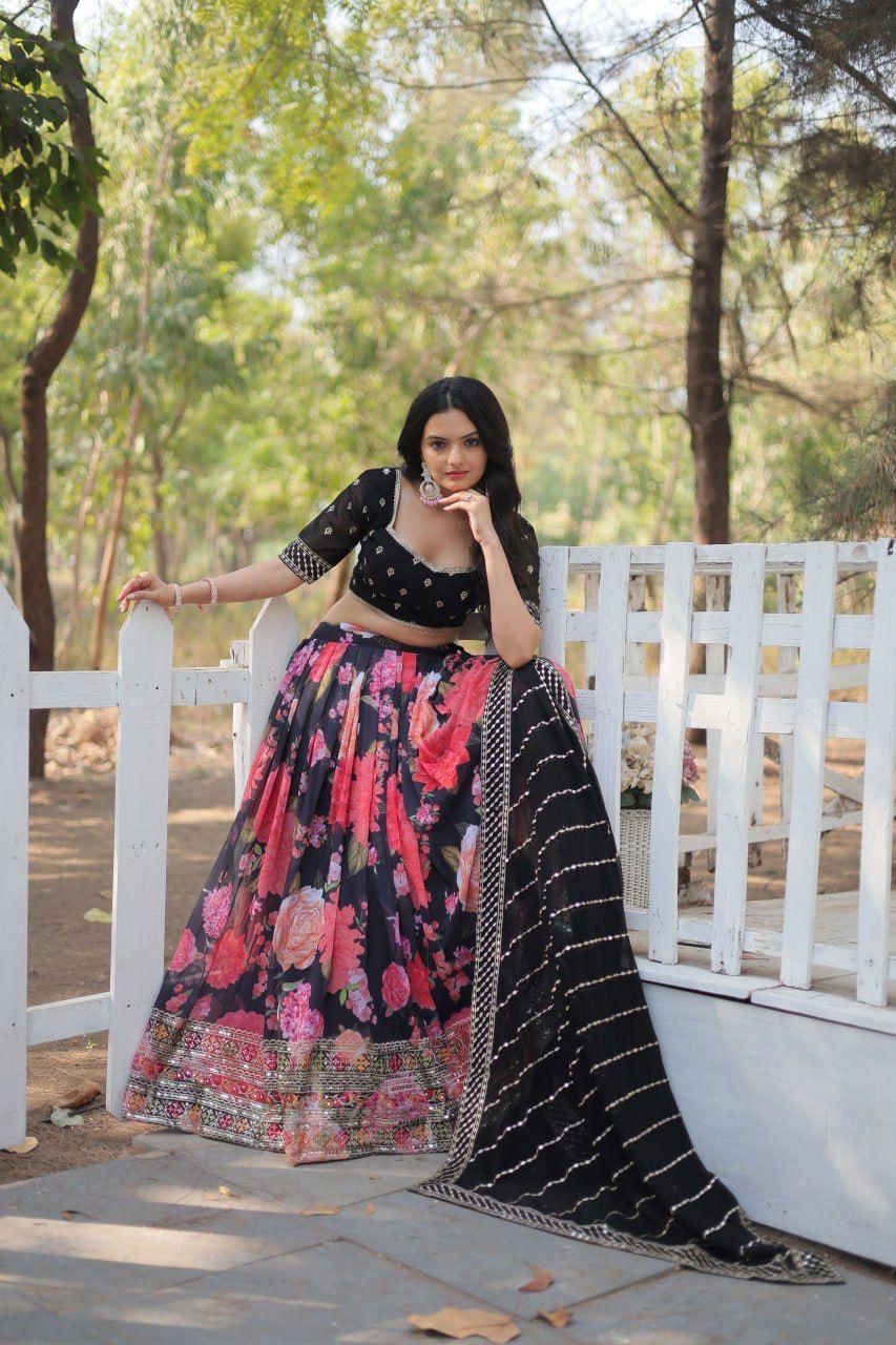 Digital Printed Faux Georgette Lehenga Choli