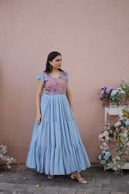 Full-Length Gown with Floral Print – Side View