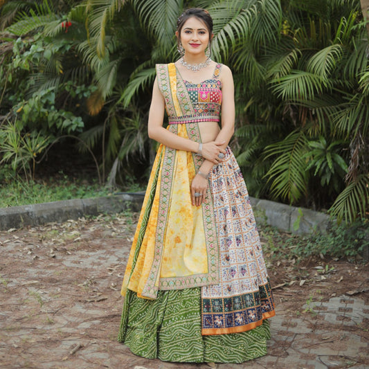 Bandhej Patola Foil Print Lehenga Choli – Full View