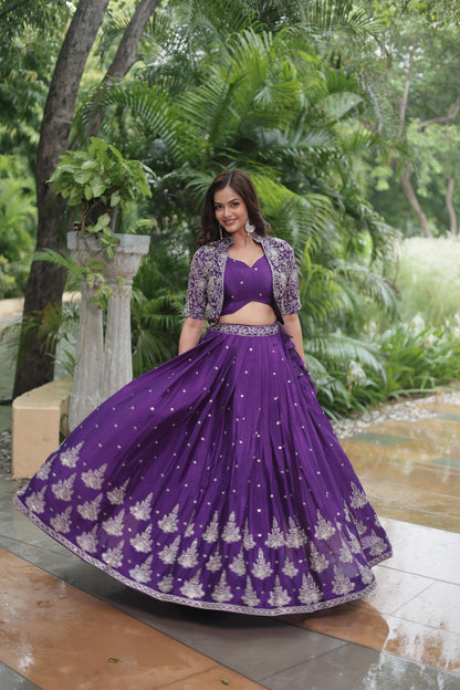 Chinnon Lehenga with Sequin Work – Close-Up