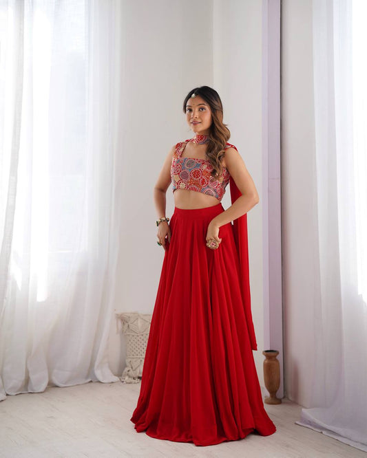 Designer Fox Georgette Lehenga – Front View