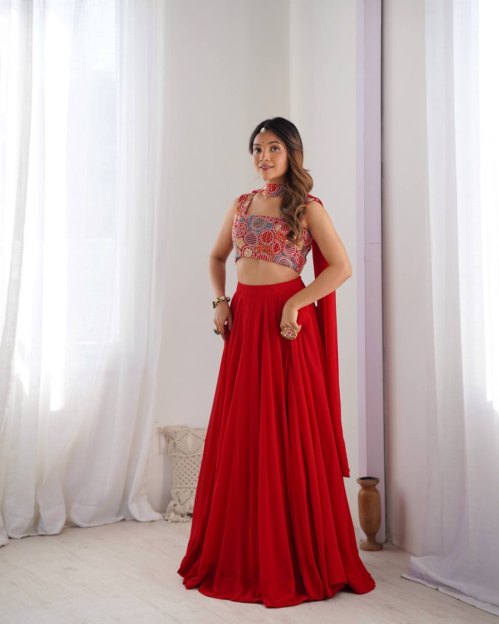 Embroidered Fox Georgette Lehenga Choli – Close-Up