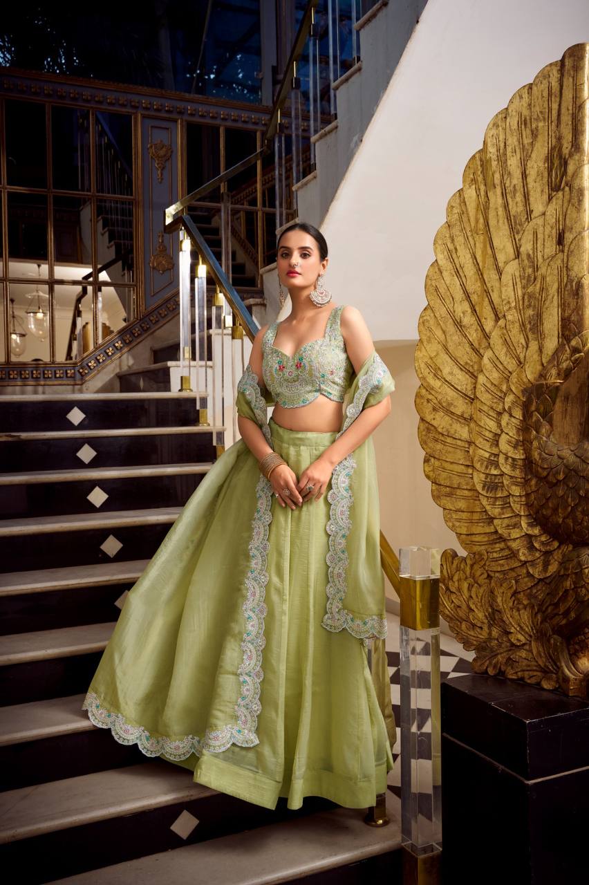 Gold Crush Embroidered Lehenga for Weddings