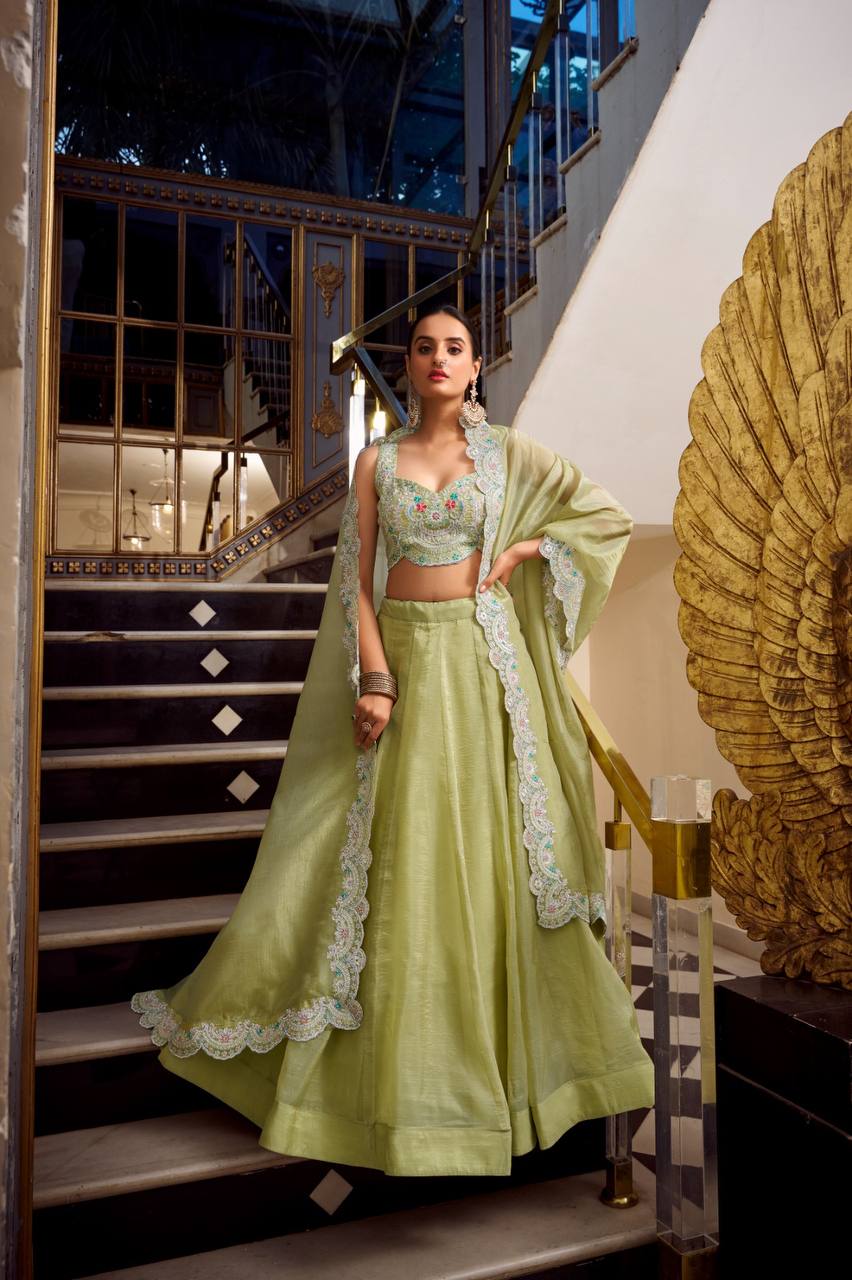 Gold Crush Embroidered Lehenga for Weddings