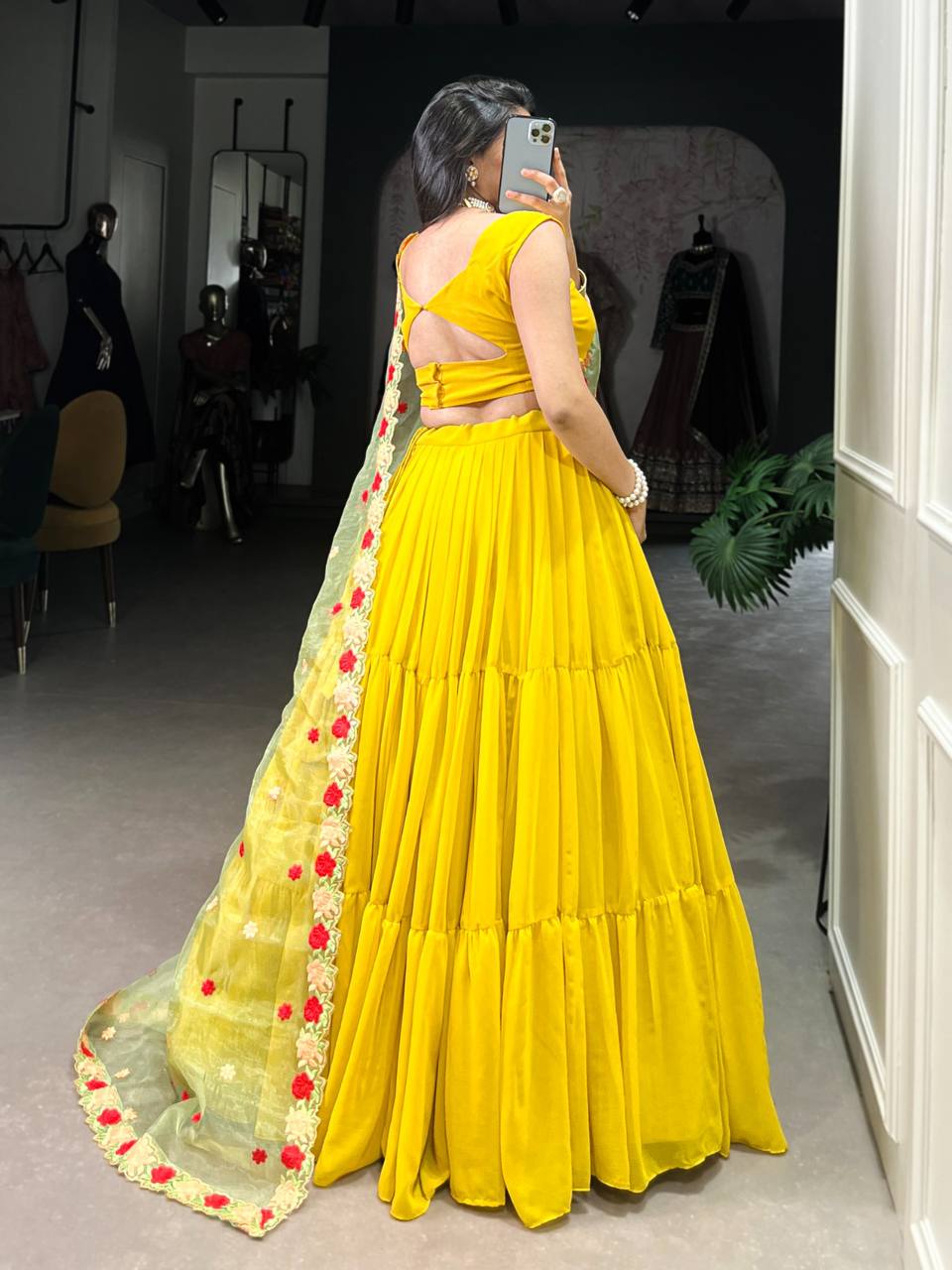 Mustard Georgette Lehenga - Elegant Wedding Outfit 2025