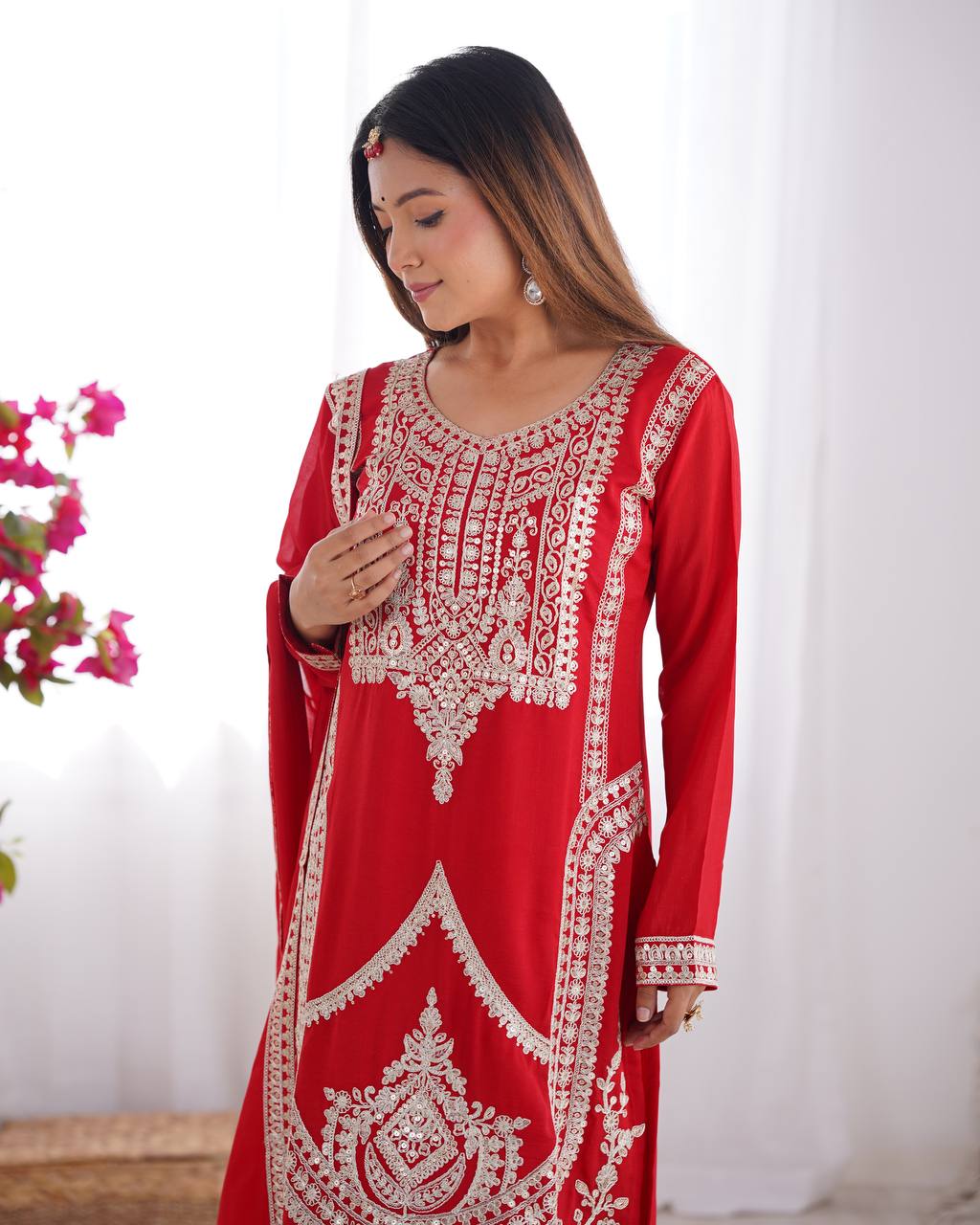 tijori threads- red kurta set