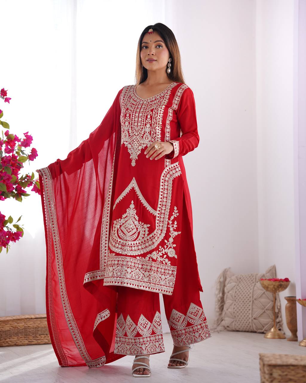 tijori threads- red kurta set