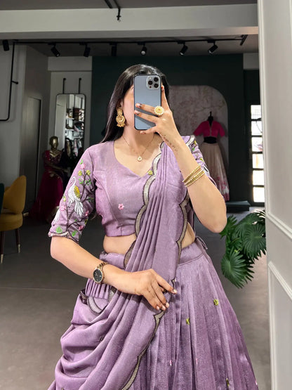 Lavender Love Bridesmaid Glow Lehenga Set – Sequins & Thread Embroidery Tijori Threads