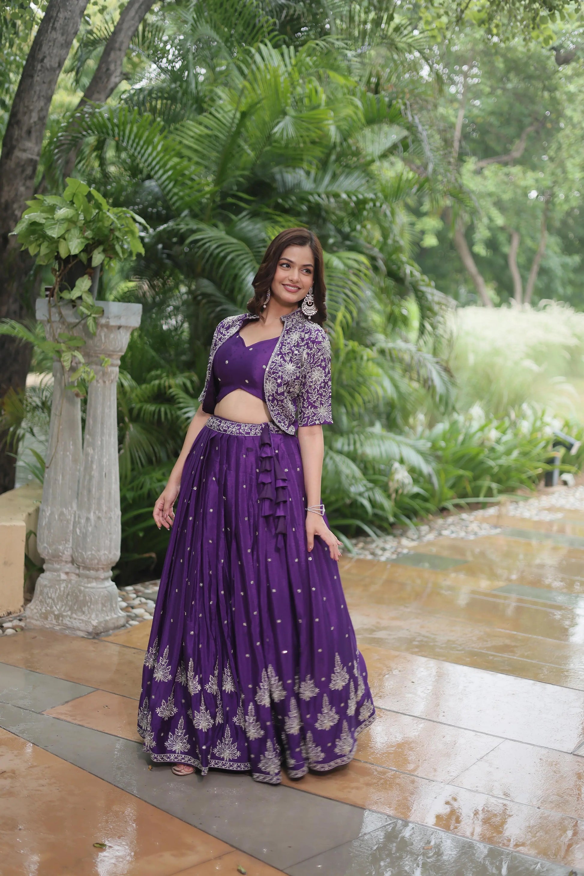Premium Purple Lehenga Choli with Embroidered Koti Tijori Threads